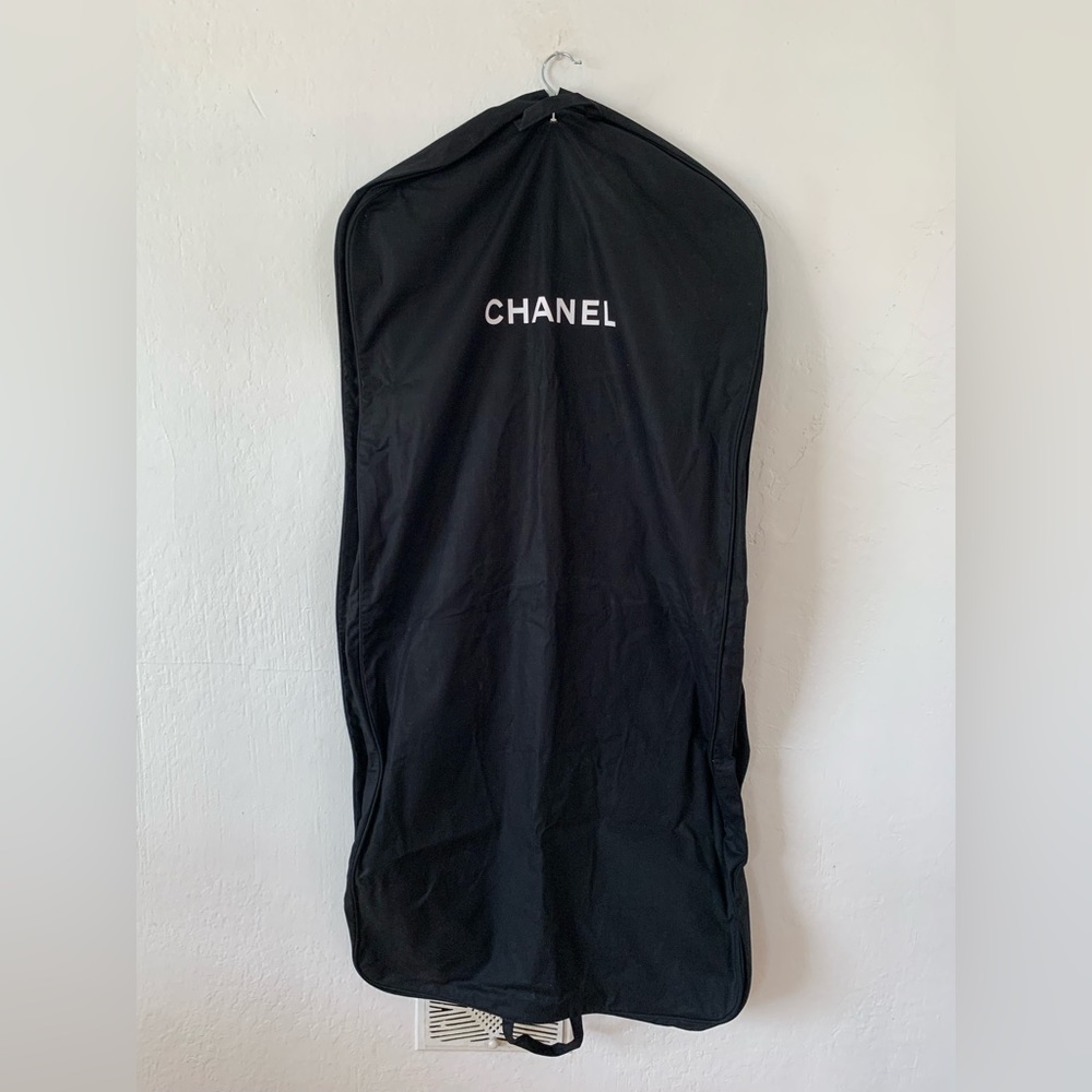 Authentic Chanel Fabric Gussetted Black Garment Bag -  Full Length